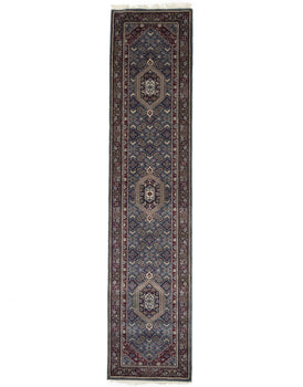 Hand-Knotted Indo-Bidjar Oriental Runner Rug Wool