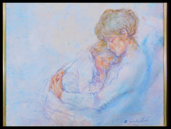 Antonio Gonzalez Collado Oil Painting Mother And Child F6 Canvas Framed Signed