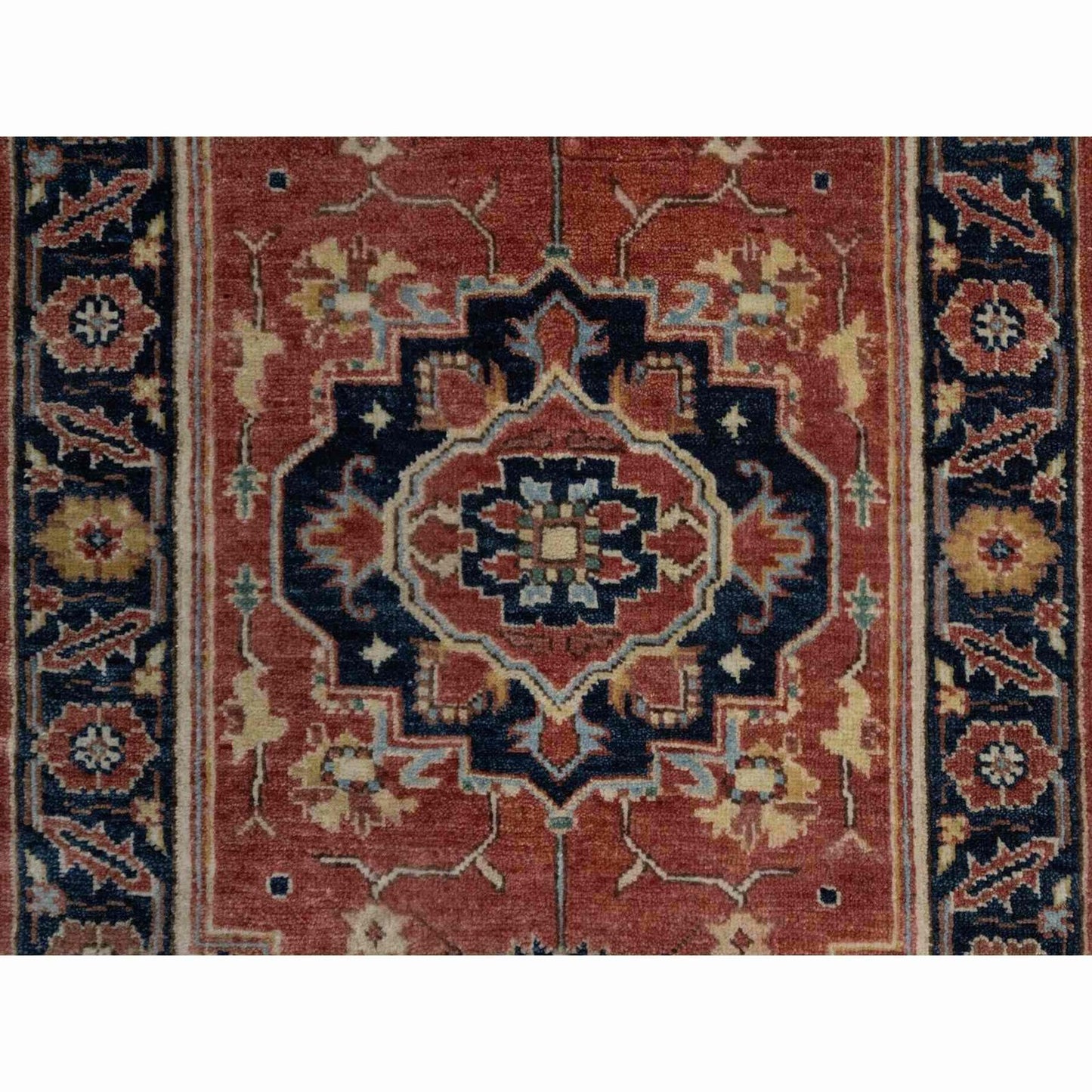 2'1"X3'2" Red Antiqued Heris Hand Knotted New Zealand Wool Sample Mat Rug