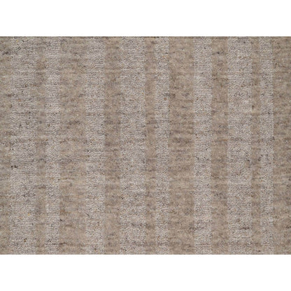 2'7"X8' Brown Hand Loomed Natural Wool Vertical Stripes Design Runner Rug