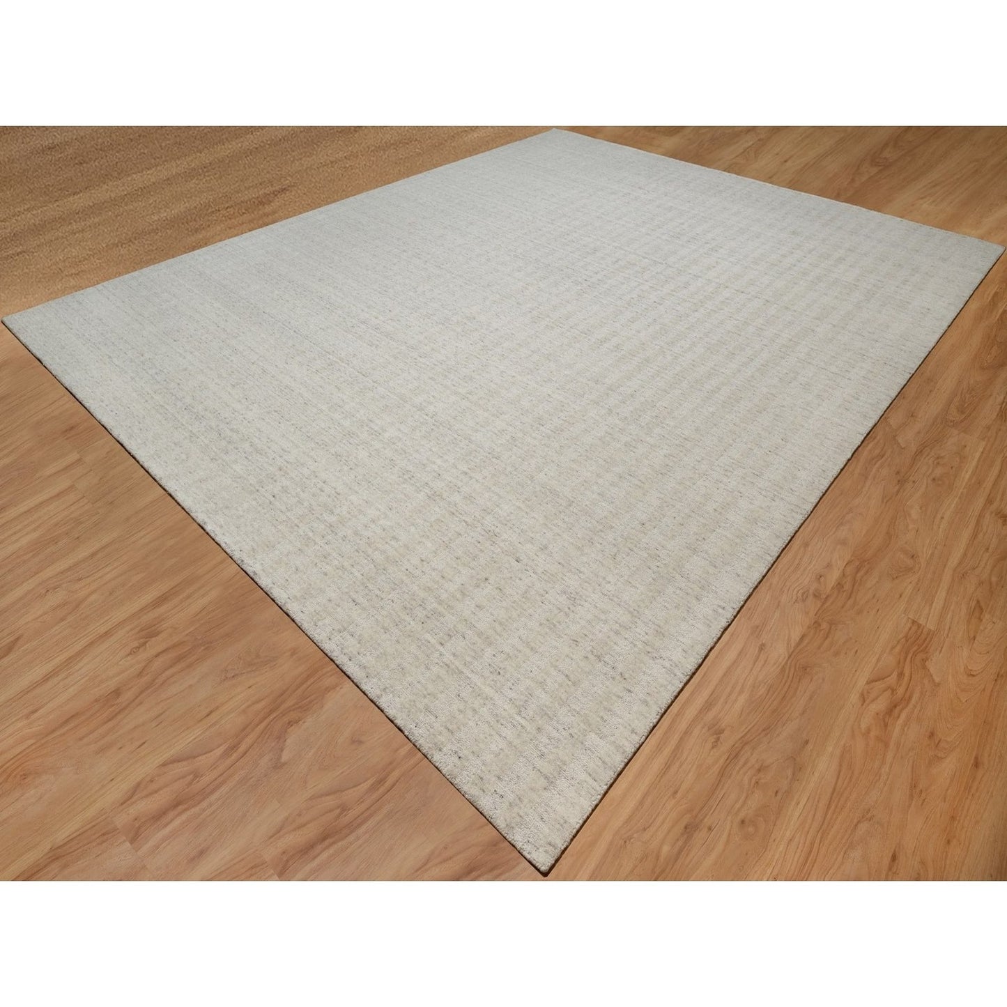 12'X15' Ivory Hand Loomed Xl Rug Salt And Pepper Effect Natural Wool