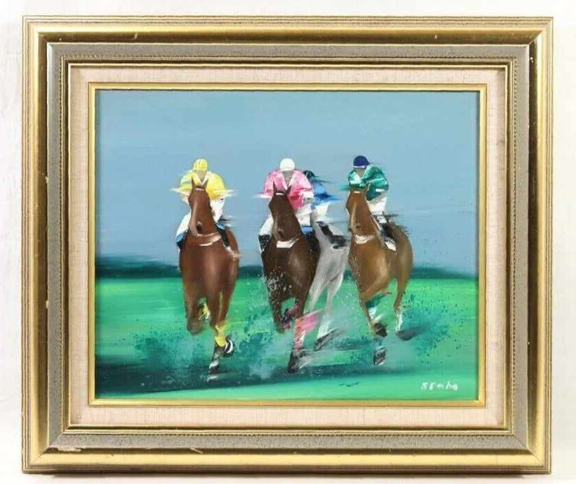 Original Victor Spahn Oil Painting on Canvas " Horse riding " Signed Framed