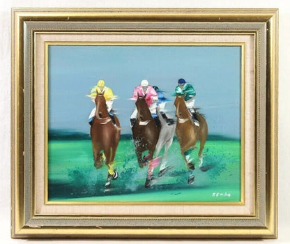 Original Victor Spahn Oil Painting on Canvas " Horse riding " Signed Framed