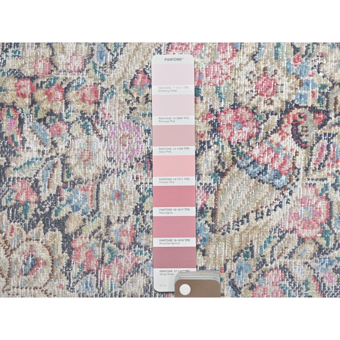 1'9"X1'9" Colorful Old Farsian Karman Worn Wool Hand Knotted Square Rug