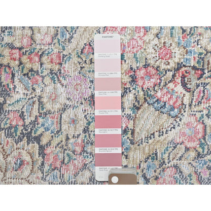 1'9"X1'9" Colorful Old Farsian Karman Worn Wool Hand Knotted Square Rug