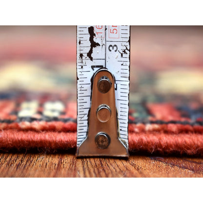 2'8"X9'7" Coral Red Afghan Ersari 100% Wool Hand Knotted Runner Rug