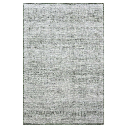 9'X12'1" White With Green Oxidized Grass Design Wool Hand Knotted Rug