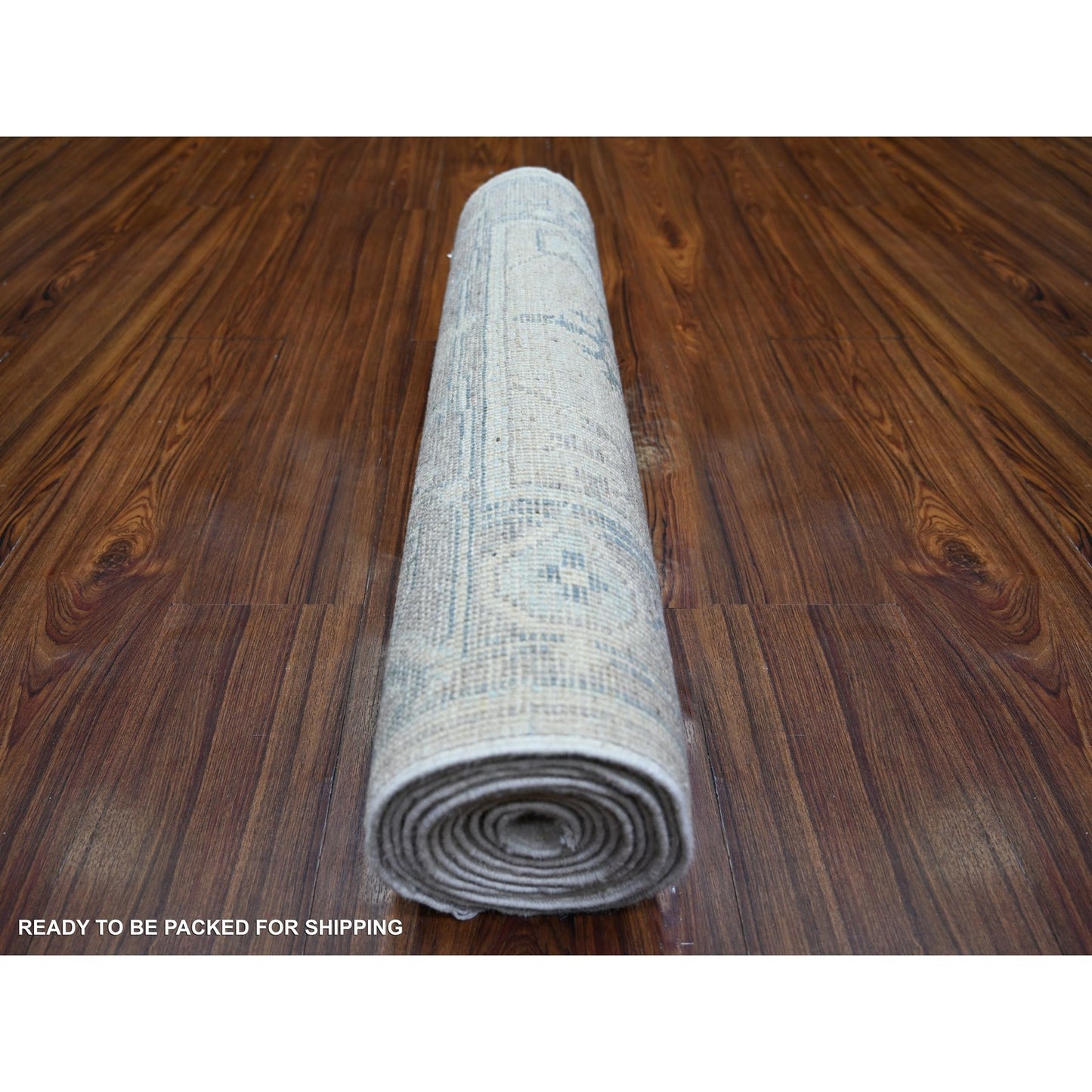 2'8"X11'7" Gray Afghan Angora Oushak 100% Wool Hand Knotted Runner Rug