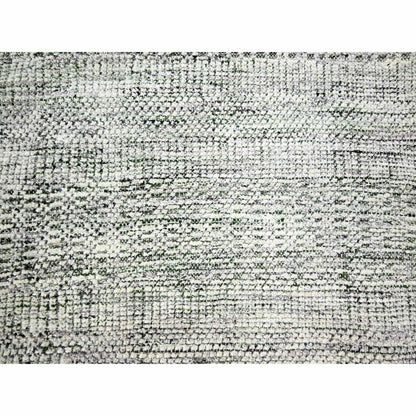 10'2"X10'2" Green & White Grass Design Pure Wool Hand Knotted Square Rug