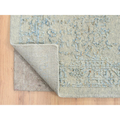 12'X17'10" Gray Jacquard Hand Loomed Tebraz Wool And Silk Oversized Rug