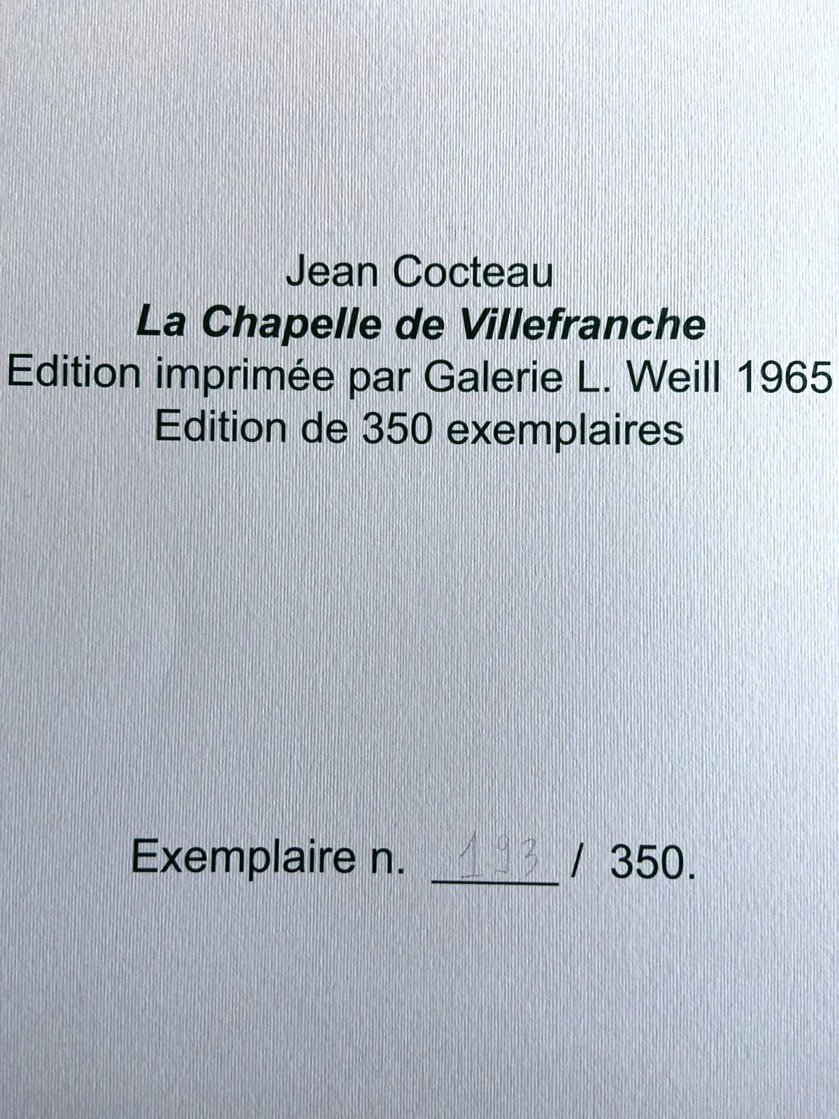 Jean Cocteau Lithograph 1965 Numbered Signed
