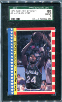 Mark Aguirre 1987-88 Fleer Sticker Sgc Nm 8 Card