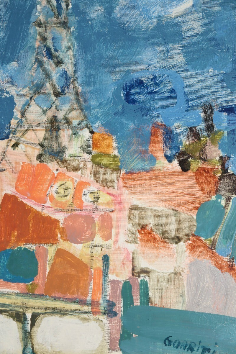 Gilles Gorriti Eiffel Tower Oil Painting Signed French Modern Art Aizpiri Style