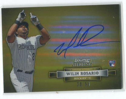 2012 Topps Bowman Sterling #Bsar-Wr Wilin Rosario Autographed Card 20/50