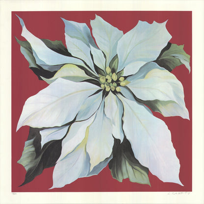 Lowell Nesbitt Pointsettia Signed " Serigraph Realism White, Red, Y