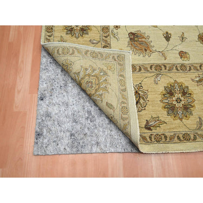 8'X10' Ivory Hand Knotted Agra Ziegler Design Leaf Pattern Pure Wool Rug