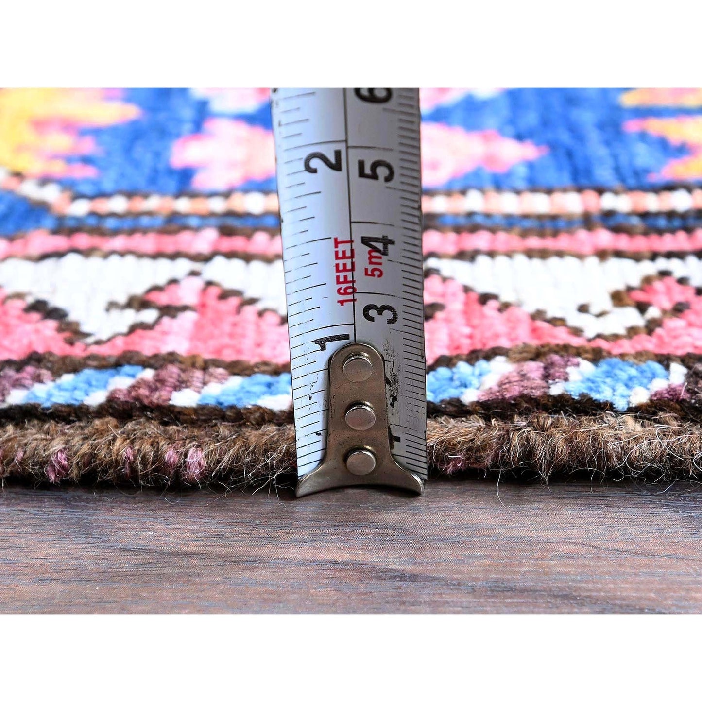 5'1"X7'3" Peach Color Caucasian Design Revival Soft Wool Hand Knotted Rug