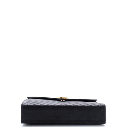 Saint Laurent Classic Monogram Envelope Satchel Matelasse Chevron Leather Large
