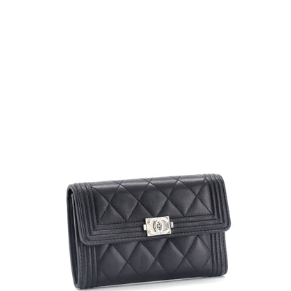 Chanel Boy Trifold Flap Wallet Quilted Lambskin Medium