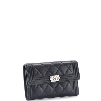 Chanel Boy Trifold Flap Wallet Quilted Lambskin Medium