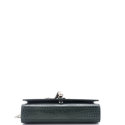Saint Laurent Classic Monogram Tassel Crossbody Bag Crocodile Embossed Leather