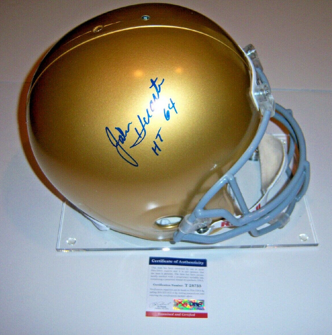 John Huarte Notre Dame  Heisman 64 Psa/Dna/Coa