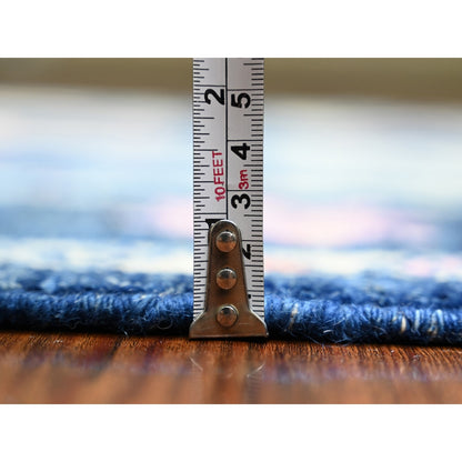 Wool Hand Knotted Rug - 6'2"x8'10" Sapphire Blue Afghan Angora Oushak