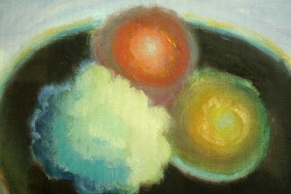 French Art Oil Painting Bowl Black Fruits Signed Leo Hezarifend