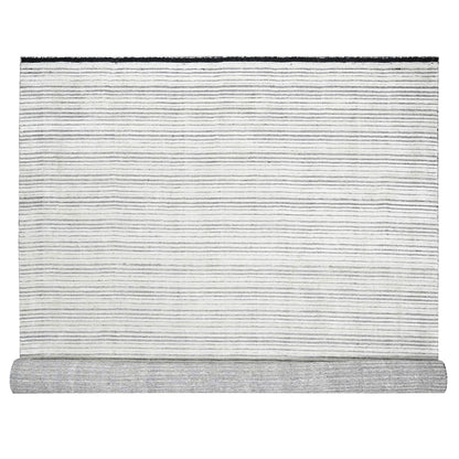 12'1"X15'1" Ivory Modern Design Wool & Silk Hand Loomed Oversized Rug