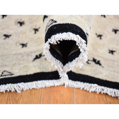 8'10"X12' Black Pure Wool Hand Knotted Afghan Peshawar Rug