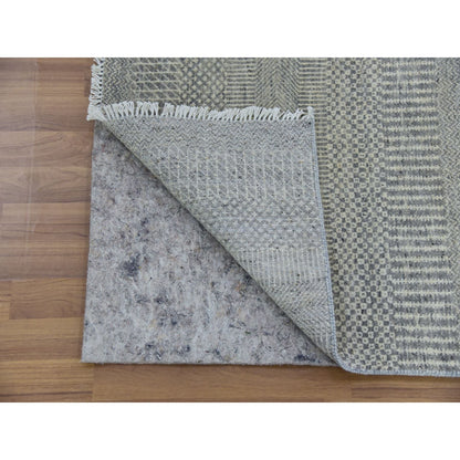 2'6"X21'8" Castor Gray Undyed Wool Grass Hand Knotted Xl Runner Rug