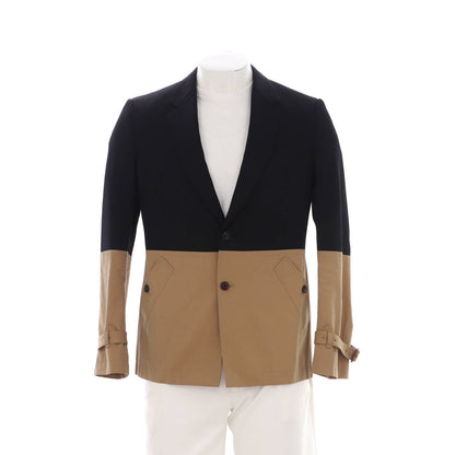 Alexander Mcqueen Men'S Colorblock Button Up Blazer Cotton And Wool Blend
