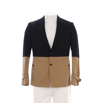 Alexander Mcqueen Men'S Colorblock Button Up Blazer Cotton And Wool Blend