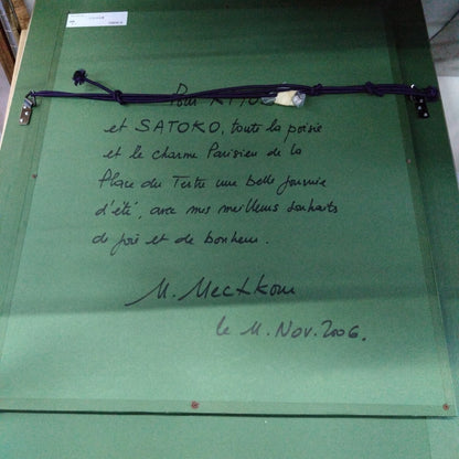 Michel Meszkour Place Du Tertre, Montmartre Original Oil Painting 2006 Signed