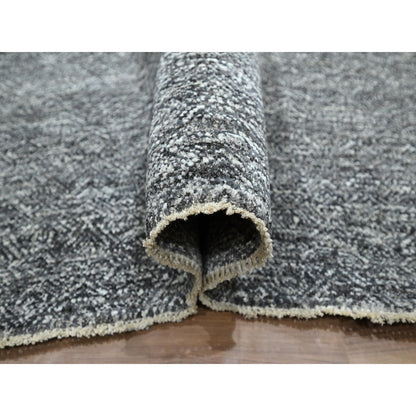 9'X12'2" Carbon Gray Kohinoor Herat Pattern Hand Knotted Soft Wool Rug