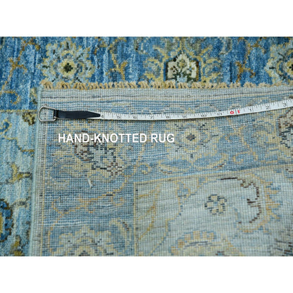 2'6"X14' Arctic Blue Wool Hand Knotted Shah Abbas Runner Oriental Rug