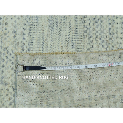 2'6"X29'9" Aesthetic White Wool Modern Grass Hand Knotted Xl Runner Rug