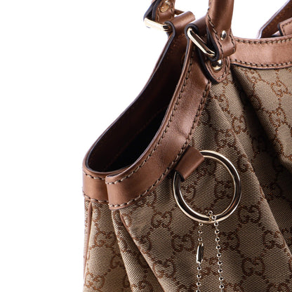 Gucci Sukey Tote Gg Canvas With Leather Large