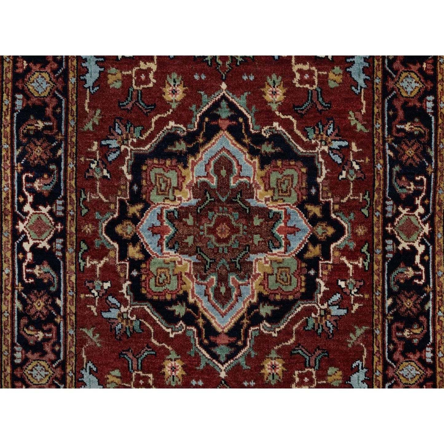 2'8"X8'1" Red Hand Knotted Rug Antiqued Fine Heris Re-Creation Wool Runner