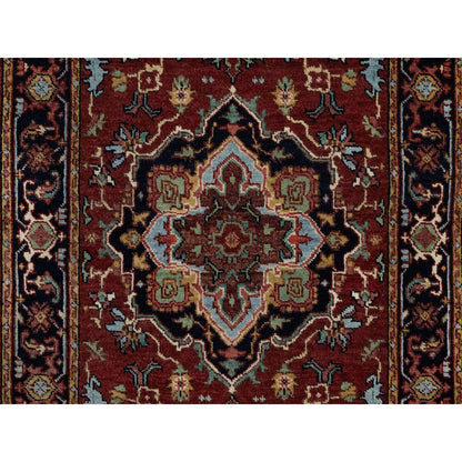 2'8"X8'1" Red Hand Knotted Rug Antiqued Fine Heris Re-Creation Wool Runner
