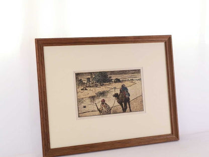Charles W. Bartlett "Man Leading Camel" Hand-Colored Etching Signed Proof C.1920