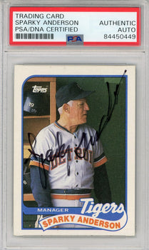 Sparky Anderson Autographed 1989 Topps Card (Psa)