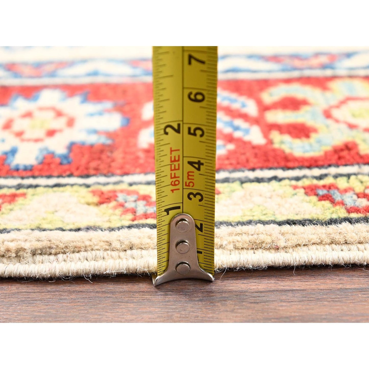 2'7"x15'10" Ivory Kazak Geometric Design Rug Hand Knotted Wool XL Runner