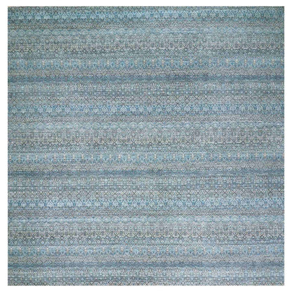 12'X12' Blue 100% Wool Hand Knotted Kohinoor Herrita Design Square Rug
