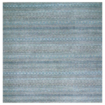 12'X12' Blue 100% Wool Hand Knotted Kohinoor Herrita Design Square Rug