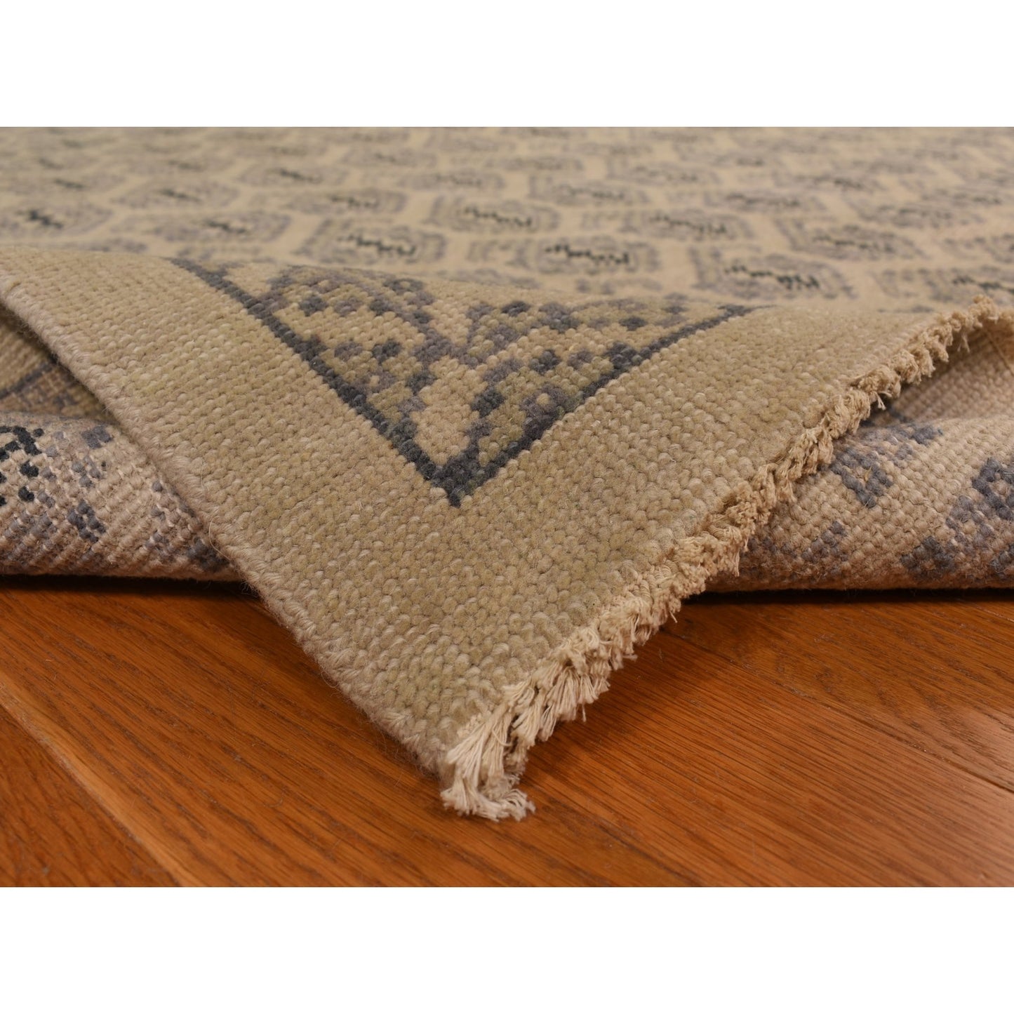 11'8"X14'9" White Turkish Knot Design Wool Hand Knotted Oversized Rug