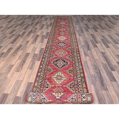 2'8"X20'10" Red Super Kazak Hand Knotted Wool Xl Runner Oriental Rug