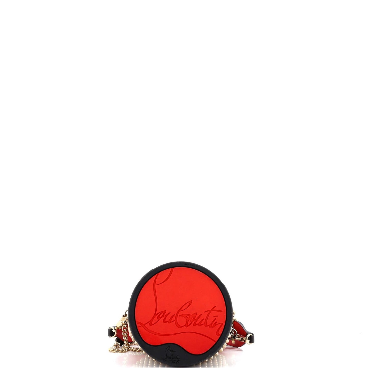 Christian Louboutin Marie Jane Bucket Bag Studded Satin And Leather