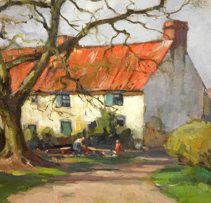 Edward Hartley Mooney (Uk) 'House With A Red Roof' Original Oil Painting Signed