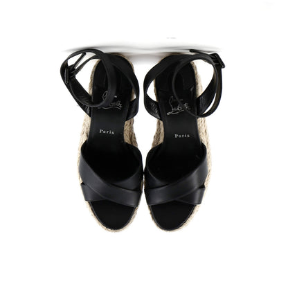 Christian Louboutin Women'S Mariza Zeppa Espadrille Wedge Sandals Leather 130